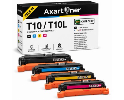 Compatible Pack x4 Canon T10 / T10L - Con Chip - Cartuchos de Toner para Canon i-SENSYS X C1533 / X C1538 - Canon IR-C1533 / IR-C1538