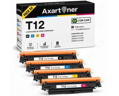 Compatible Pack x4 Canon T12 Cartuchos de Toner para Canon i-SENSYS X C1333i / X C1333iF / X C1333P