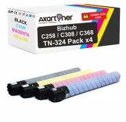 Compatible Pack x4 Cartuchos de Toner TN324 / TN-324 para Konica Minolta Bizhub C258 / C308 / C368