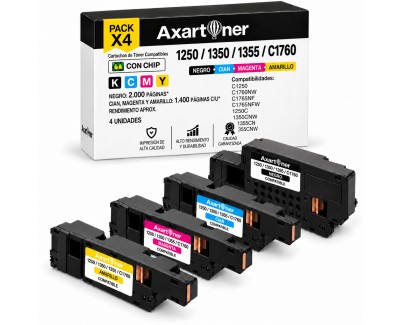 Compatible Pack x4 Dell 1250c / 1350cnw / 1355cn / 1355cnw / C1760nw / C1765nf / C1765nfw Cartuchos de Toner