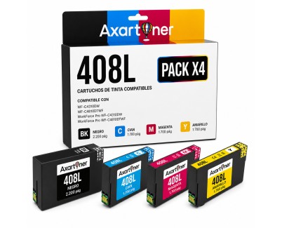 Compatible Pack x4 Epson 408 / 408L XL Cartuchos de Tinta Epson Workforce Pro WF-C4310DW / WF-C4810DTWF