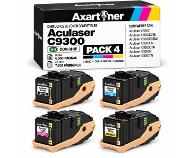 Compatible Pack x4 Epson Aculaser C9300 Cartuchos de Toner