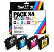 Compatible Pack x4 Epson T0551/2/3/4 Cartuchos de tinta para Stylus Photo R240, R245, RX420, RX425, RX520