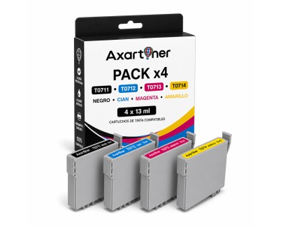 Compatible Pack x4 Epson T0711 / T0712 / T0713 / T0714 Cartuchos de Tinta