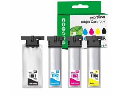 Compatible Pack x4 Epson T11N1 /  T11N2 / T11N3 / T11N4 Cartuchos de Tinta Pigmentada para Epson WorkForce Pro EM-C800RDWF / EP-C800RDW