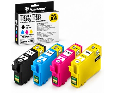 Compatible Pack x4 Epson T1291 / T1292 / T1293 / T1294 Cartuchos de Tinta
