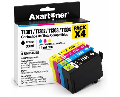 Compatible Pack x4 Epson T1301 / T1302 / T1303 / T1304 Cartuchos de Tinta