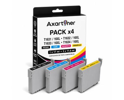 Compatible Pack x4 Epson T1631 / T1632 / T1633 / T1634 - 16XL Cartuchos de Tinta