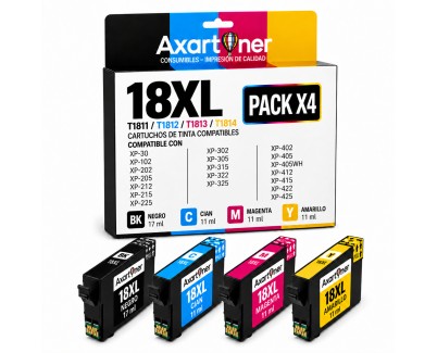 Compatible Pack x4 Epson T1811 / T1812 / T1813 / T1814 - 18XL Cartuchos de Tinta