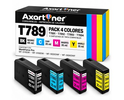 Compatible Pack x4 Epson T7891 / T7892 / T7893 / T7894 Cartuchos de Tinta para Workforce Pro WF-5110DW, WF-5190DW, WF-5620DWF, WF-5690DWF