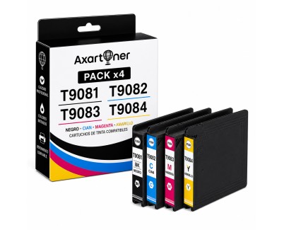 Compatible Pack x4 Epson T9081 / T9082 / T9083 / T9084 Cartuchos de Tinta Pigmentada para Epson WF6090, WF6590