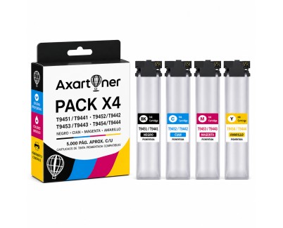 Compatible Pack x4 Epson T9451 / T9452 / T9453 / T9454 Cartuchos de Tinta Pigmentada T9441 / T9442 / T9443 / T9444