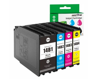 Compatible Pack x4 Epson WorkForce Pro EM-C7100DWF / EP-C7000DW Cartuchos de Tinta Pigmentada T14B1 / T14B2 / T14B3 / T14B4