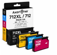 Compatible Pack x4 HP 712XL / 712 Cartuchos de Tinta para HP DesignJet Studio 24 / 36 - DesignJet T210 / T230 / T250 / T630 / T650