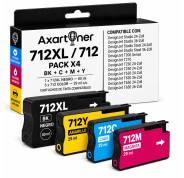 Compatible Pack x4 HP 712XL / 712 Cartuchos de Tinta para HP DesignJet Studio 24 / 36 - DesignJet T210 / T230 / T250 / T630 / T650