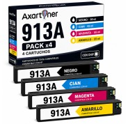 Compatible Pack x4 HP 913A (chip actualizado) Cartuchos de Tinta Pigmentada