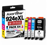 Compatible Pack x4 HP 924e XL / 924 Cartuchos de tinta para HP OfficeJet 8120 / 8120e / 8122e / 8123 / 8124e / 8125e / 8130 / 8130e / 8132e / 8133 / 8134e / 8135e / 8138e / 8139e