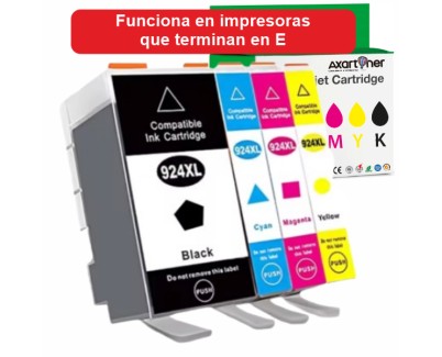Compatible Pack x4 HP 924e XL / 924 Cartuchos de tinta para HP OfficeJet 8120 / 8120e / 8122e / 8123 / 8124e / 8125e / 8130 / 8130e / 8132e / 8133 / 8134e / 8135e / 8138e / 8139e