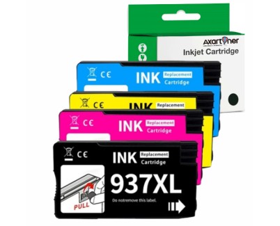 Compatible Pack x4 HP 937e XL Cartuchos de Tinta 6C400NE para HP OfficeJet Pro 9110 / 9117 / 9120 / 9122 / 9123 / 9125 / 9128 / 9130 / 9132 / 9133 / 9135 / 9720 / 9730