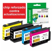 Compatible Pack x4 HP 937e XL (Chip reforzado contra actualizaciones) Cartuchos de Tinta para HP OfficeJet Pro 9110b, 9117b, 9120b, 9120e, 9122e, 9125e, 9130b, 9132e, 9135e, 9720e, 9730e