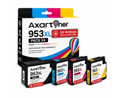 Compatible Pack x4 HP 953XL - Chip Actualizado reforzado contra actualizaciones - Cartuchos de Tinta