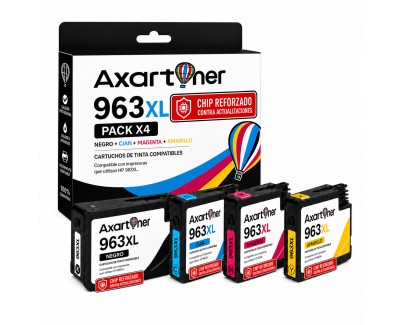 Compatible Pack x4 HP 963XL - Chip reforzado contra actualizaciones - Cartuchos de Tinta 3YP35AE / 6ZC70AE
