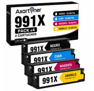Compatible Pack x4 HP 991X / 991A Cartuchos de Tinta Pigmentada para PageWide Color 755dn 774dn 779dn / PageWide Managed P77740z P77750z / PageWide Pro 750dw MFP 772dn MFP 772hn MFP 774dn MFP 777z MFP 777zs MFP 779dn