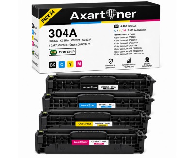 Compatible Pack x4 HP CC530A / CC531A / CC532A / CC533A / 304A Cartuchos de Toner para HP Color Laserjet CP2320 CM2320NF CM2320FXI CP2025 CP2025N CP2025DN