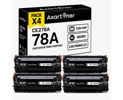 Compatible Pack x4 HP CE278A / 78A Negro Cartucho de Toner para HP LaserJet Pro P1566, P1606dn, M1530, M1536, M1536dnf