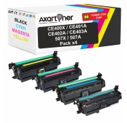 Compatible Pack x4 HP CE400X / CE401A / CE402A / CE403A Cartuchos de Toner 507X - 507A para HP LaserJet Enterprise 500 Color M551 M551N M551DN M551XH M575f M575c M575dn M570dw M570dn