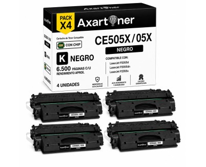 Compatible Pack x4 HP CE505X / 05X Negro Cartucho de Toner para HP LaserJet P2030 P2055 P2035N P2035 P2055D P2055DN P2055X