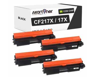 Compatible Pack x4 HP CF217A XL / 17A XL Negro Cartucho de Toner Alta Capacidad / Jumbo para Laserjet Pro M102a M102w MFP M130a M130fn M130fw M130nw