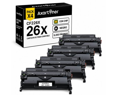 Compatible Pack x4 HP CF226X / 26X Negro Cartuchos de Toner para HP LaserJet Pro M402dn, M402n, M402d, M426dw, M426fdn, M426fdw, M402dne, M402dw, M402m, M426m