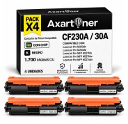 Compatible Pack x4 HP CF230A / 30A Negro Cartucho de Toner para HP LaserJet Pro M203dw, M203dn, M227fdw, M227fdn, M227sdn