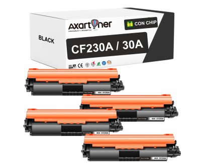 Compatible Pack x4 HP CF230A / 30A Negro Cartucho de Toner para HP LaserJet Pro M203dw, M203dn, M227fdw, M227fdn, M227sdn