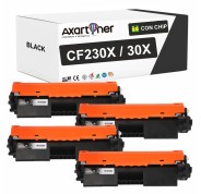 Compatible Pack x4 HP CF230X / 30X Negro Cartucho de Toner para HP LaserJet Pro M203dw, M203dn, M227fdw, M227fdn, M227sdn