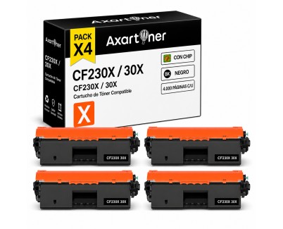 Compatible Pack x4 HP CF230X / 30X Negro Cartucho de Toner para HP LaserJet Pro M203dw, M203dn, M227fdw, M227fdn, M227sdn