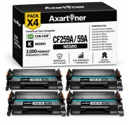 Compatible Pack x4 HP CF259A / 59A - CON CHIP - Negro Cartucho de Toner para HP LaserJet Pro M304a, M404dn, M404dw, M404n, MFP M428dw, MFP 428fdn, MFP M428fdw, Enterprise M406dn, MFP M430f