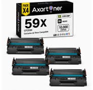 Compatible Pack x4 HP CF259X / 59X - CON CHIP - Negro Cartucho de Toner para HP LaserJet Pro M304a, M404dn, M404dw, M404n, MFP M428dw, MFP 428fdn, MFP M428fdw, Enterprise M406dn, MFP M430f