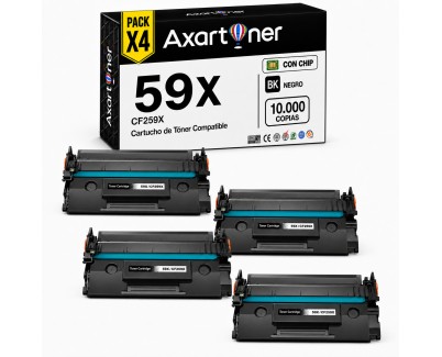 Compatible Pack x4 HP CF259X / 59X - CON CHIP - Negro Cartucho de Toner para HP LaserJet Pro M304a, M404dn, M404dw, M404n, MFP M428dw, MFP 428fdn, MFP M428fdw, Enterprise M406dn, MFP M430f