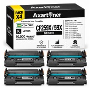 Compatible Pack x4 HP CF259X / 59X - CON CHIP - Negro Cartucho de Toner para HP LaserJet Pro M304a, M404dn, M404dw, M404n, MFP M428dw, MFP 428fdn, MFP M428fdw, Enterprise M406dn, MFP M430f