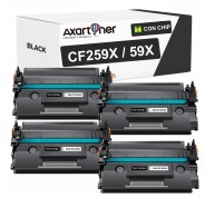Compatible Pack x4 HP CF259X / 59X - CON CHIP - Negro Cartucho de Toner para HP LaserJet Pro M304a, M404dn, M404dw, M404n, MFP M428dw, MFP 428fdn, MFP M428fdw, Enterprise M406dn, MFP M430f