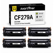Compatible Pack x4 HP CF279A / 79A Negro Cartucho de Toner para HP LaserJet Pro M12a / M12w / MFP M26a / MFP M26nw