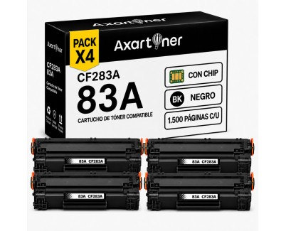 Compatible Pack x4 HP CF283A / 83A Negro Cartuchos de Toner para HP LaserJet Pro MFP M125nw, M127fw, M127fn, M201dw, M225dw, M125a, M201n