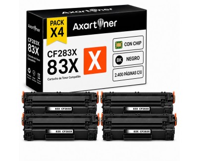 Compatible Pack x4 HP CF283X / 83X Negro Cartuchos de Toner para HP LaserJet Pro M201dw M201n MFP M225dn M225dw