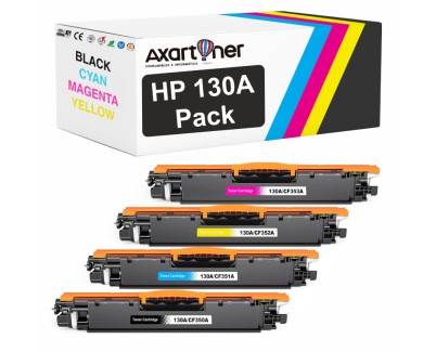 Compatible Pack x4 HP CF350A / CF351A / CF352A / CF353A Cartuchos de Toner 130A para HP MFP M176n / MFP 177fw