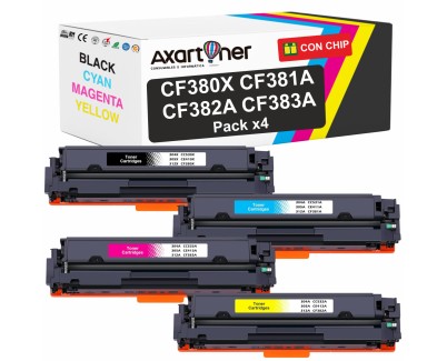 Compatible Pack x4 HP CF380X / CF381A / CF382A / CF383A / 312A - 312X / 312A Cartuchos de Toner para HP Color LaserJet Pro MFP M476dn / M476dw / M476nw