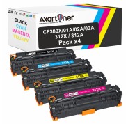Compatible Pack x4 HP CF380X / CF381A / CF382A / CF383A / 312A - 312X / 312A Cartuchos de Toner para HP Color LaserJet Pro MFP M476dn / M476dw / M476nw