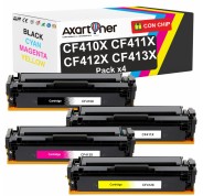 Compatible Pack x4 HP CF410X / CF411X / CF412X / CF413X Cartuchos de Toner 410X / 410A para HP Color LaserJet Pro M452dn M452nw MFP M377dw MFP M477fdn MFP M477fdw MFP M477fnw