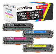 Compatible Pack x4 HP CF530A XL / CF531A XL / CF532A XL / CF533A XL / 205A XL Cartuchos de Toner para HP Color LaserJet Pro M154a M154nw MFP M180 MFP M180n MFP M181 MFP M181fw